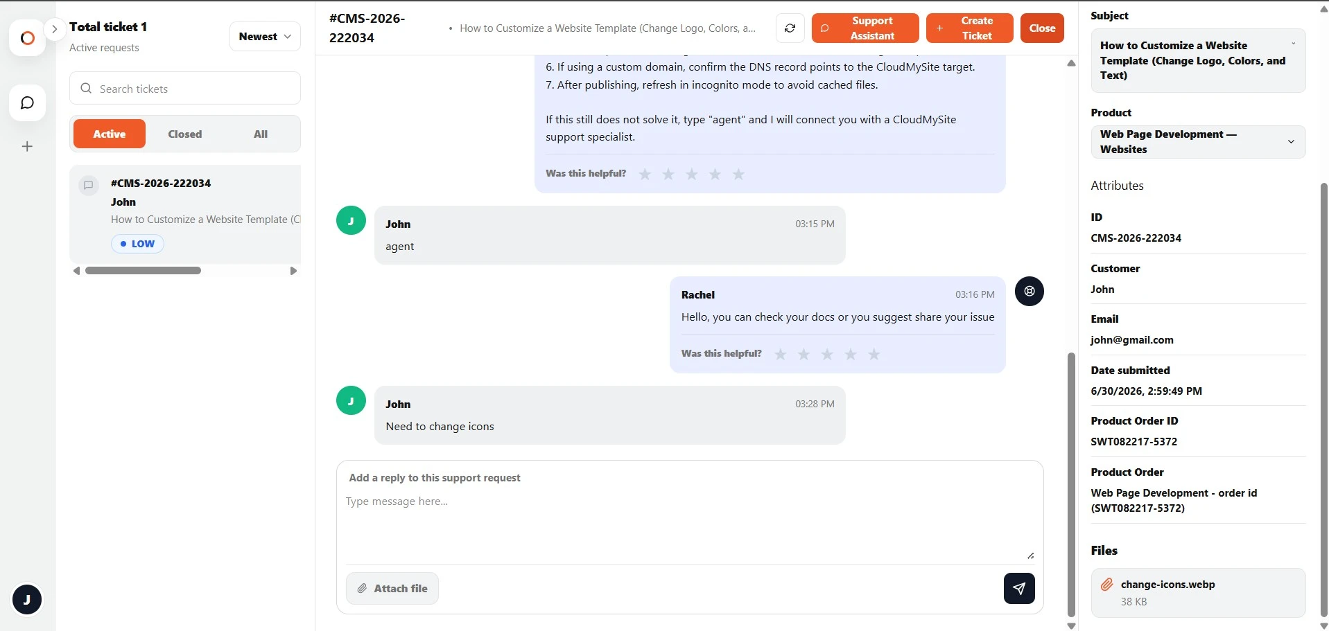Ticket attachments