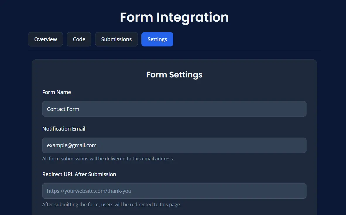 Form name before