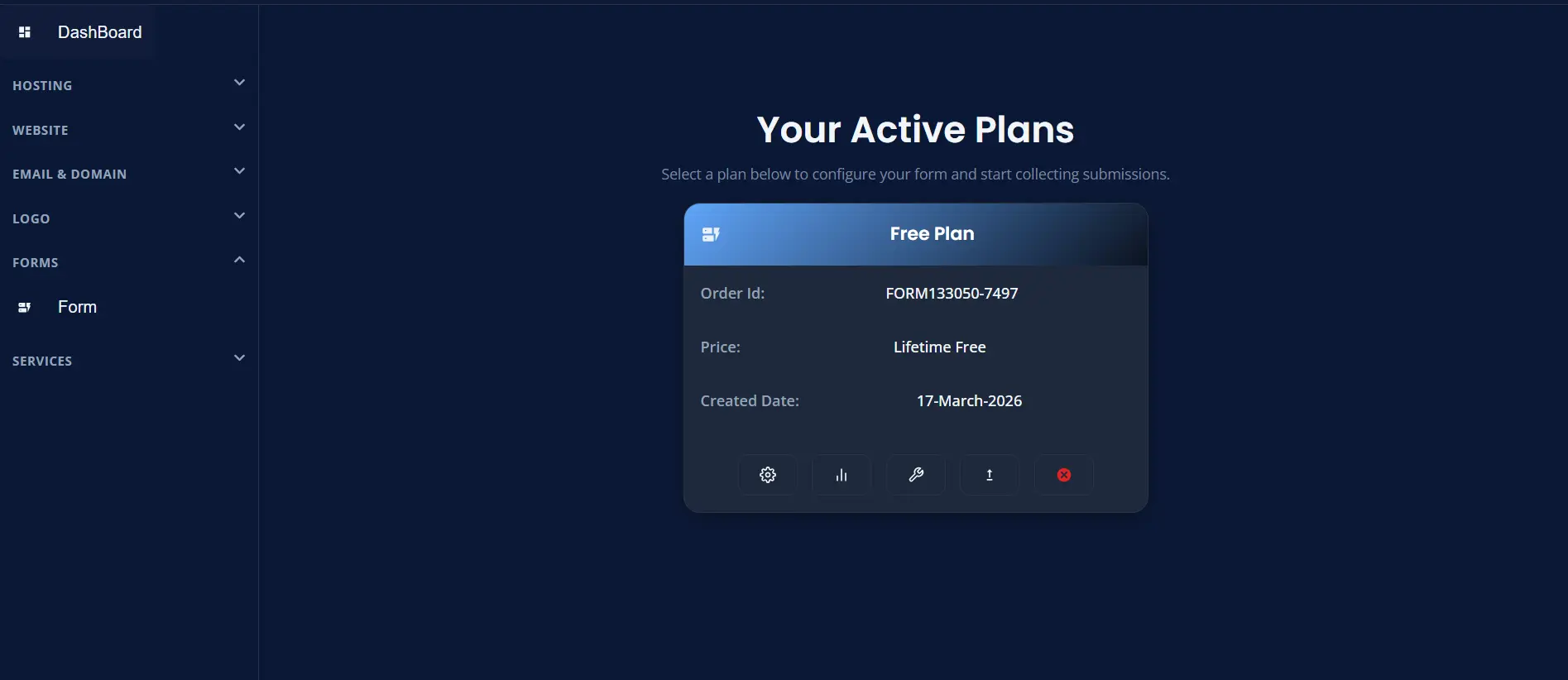 Form Plans page