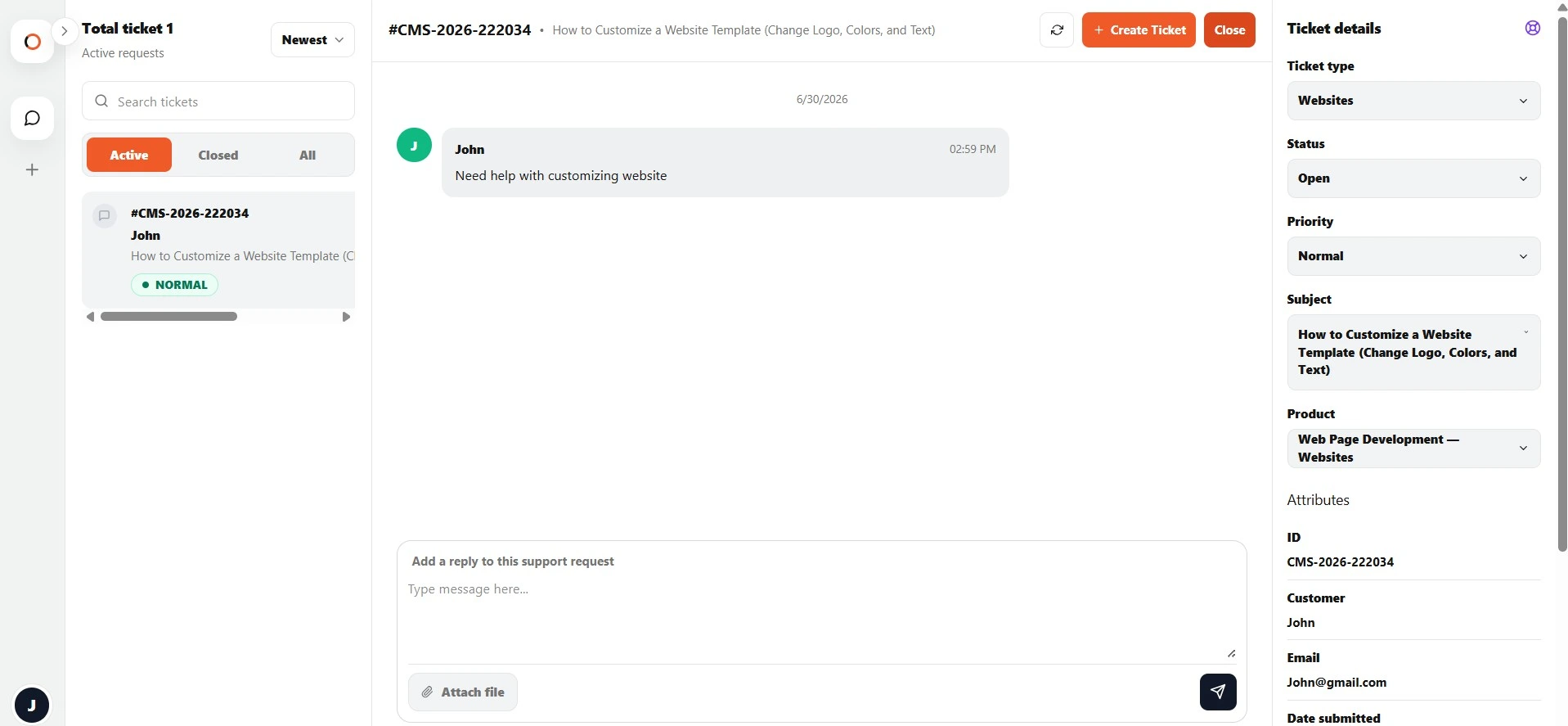View support tickets